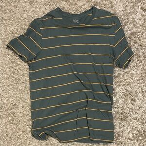 J. Crew Men's Tee - Green with Gold Stripes